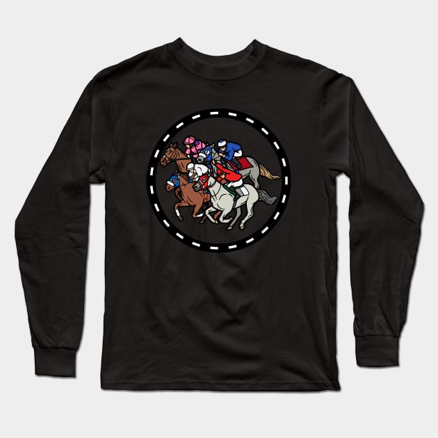 Horse Race Final Sprint Long Sleeve T-Shirt by PrintPactFul